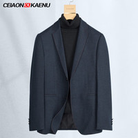 CeiaonKaenu春秋羊毛休闲西装男外套时尚青年保暖便西上衣男士小西服 墨绿 190