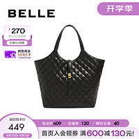 BeLLE 百丽 2023冬季新商场同款大容量简约通勤小香风托特包X6856DX3 黑色 F