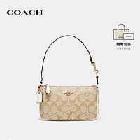 COACH 蔻驰 女士PVC老花腋下包手拿包麻将包C3308 浅卡其C3308IMDQC