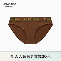 Calvin Klein内衣23早秋女循环提花透气性感比基尼内裤QF7459AD FU9-咖棕色 XS