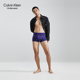 Calvin Klein内衣23早秋男士提花腰边时尚印染防夹臀平角内裤NB3663 FRH-卡其黑混色 L