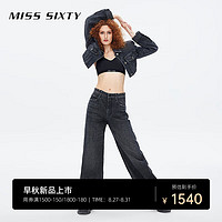 MISS SIXTY2023秋季牛仔裤女低腰宽松阔腿复古黑灰美式街头风 黑灰 24