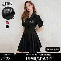 镂空连衣裙女2023夏季小个子显瘦学院风气质裙子潮 爵士黑色 S