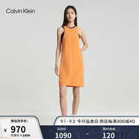 Calvin Klein Jeans23早秋女士简约刺绣字母针织工字背心连衣裙J221398 SFX-橘橙 XS