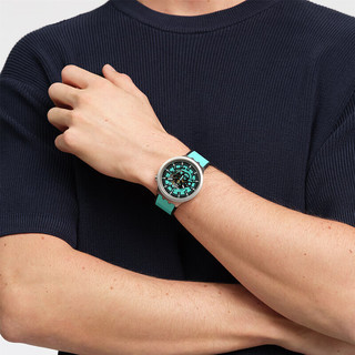 swatch 斯沃琪 瑞士手表 金属系列 不朽松绿 男女时尚石英表SB07S111