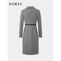 PORTS宝姿女装2023秋季简约商务优雅复古收腰长袖连衣裙女 灰色混色 4