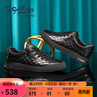金利来（goldlion）男鞋男士板鞋时尚个性舒适松紧带休闲鞋G553330664AAA黑色37