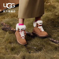 UGG 冬季女士经典靴休闲系带平底圆头舒适溢毛迷你雪地靴 1130558 CHE | 栗色 36 鞋内长：22CM