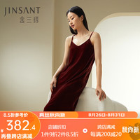 金三塔睡衣女真丝绒性感轻奢吊带裙起居睡袍 苔藓绿-吊带裙 XL