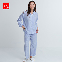 UNIQLO 优衣库 女装 睡衣(长袖条纹套装起居服 新品) 458988