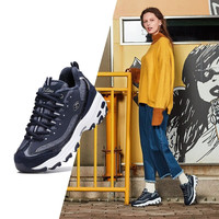 SKECHERS 斯凯奇 运动休闲鞋新款熊猫鞋厚底耐磨运动女士老爹鞋 66666036-NVY 海军蓝色 35