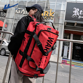 回力韩版大容量双肩包男潮酷背包防泼水可斜跨三用旅行包书包女休闲风 红色