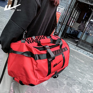 回力韩版大容量双肩包男潮酷背包防泼水可斜跨三用旅行包书包女休闲风 红色