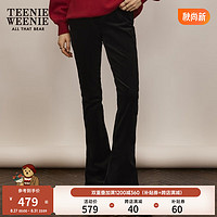 Teenie Weenie小熊2023秋冬新款复古时髦酷飒灯芯绒马蹄裤长裤子女 黑色 155/XS
