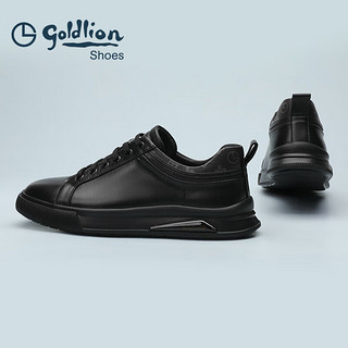 金利来男鞋休闲鞋时尚板鞋舒适轻便松紧带休闲皮鞋G511330668AAA黑色37