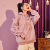 唐狮 TONLION春套头连帽卫衣女胸前印花字母大口袋宽松休闲