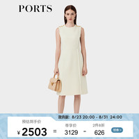 PORTS宝姿女装2023秋季优雅气质纽扣装饰无袖连衣裙ALP9D012RFP040 奶白色 0