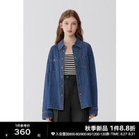 诗凡黎（'SEIFINI）复古牛仔衬衫2023秋女经典甜酷设计感上衣 黑藏青 155/80A/S