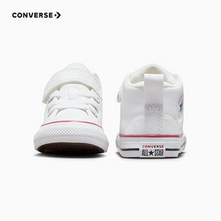 CONVERSE 匡威 婴童鞋男女童学步鞋2023儿童魔术贴易穿脱中帮帆布鞋 白 26码 适合脚长17cm