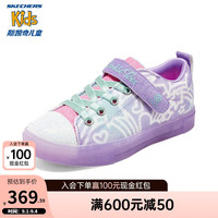SKECHERS 斯凯奇 儿童鞋闪灯鞋女童魔术贴休闲板鞋低帮中大童鞋314782L
