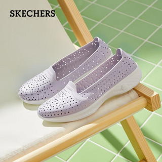 斯凯奇Skechers夏季柔软雨鞋套脚洞洞鞋平底凉鞋沙滩鞋外穿女鞋 海军蓝色/蓝色/NVBL 37