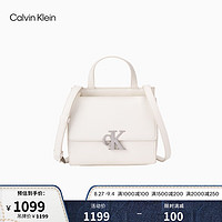 卡尔文·克莱恩 Calvin Klein 女包23早秋字母翻盖单肩斜挎豆腐包小方包40W0646 105-月光白 OS