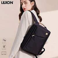 PLUS会员：LEXON 乐上 时尚轻便双肩背包13.3英寸书包商务笔记本电脑包女士旅行包梦幻黑