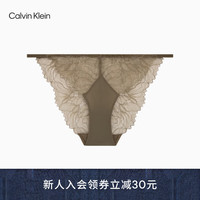 Calvin Klein内衣23早秋女士性感蕾丝拼接棉质裆透气比基尼内裤QF7353AD FUC-暗海水绿 XS