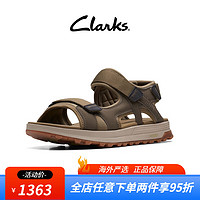 Clarks其乐男鞋复古潮流魔术贴休闲凉鞋户外沙滩鞋 橄榄绿 261703227 43