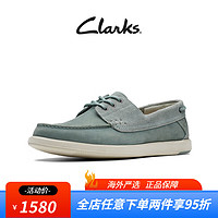 Clarks其乐布雷顿系列男鞋一脚蹬乐福鞋通勤休闲皮鞋 湖绿色 261724457 41