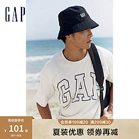 Gap男装夏季2023LOGO时尚尼龙渔夫帽休闲帽861352潮流遮阳帽 黑色 S/M