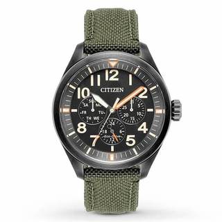 西铁城（CITIZEN）美国军绿帆布防水光动能男表 BU2055-16E 军绿色 BU2055-16E