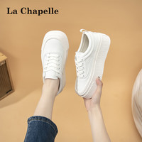 La Chapelle拉夏贝尔女鞋小白鞋女2023夏季百搭厚底增高休闲鞋子女松糕底低帮板鞋 白色 35
