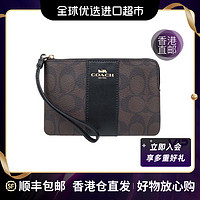 COACH 蔻驰 正品女士手拿包棕色印花 时尚潮流轻奢[z]