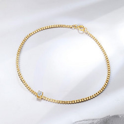 KEER 千葉 珠寶18K金鐳射珠鏈鉆石手鏈時尚潮酷手飾主石約1分/鏈長約18cm