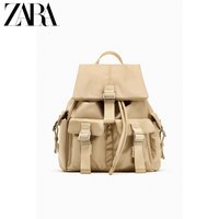 ZARA2023秋季 女包 棕色口袋饰双肩背包 6067210 716