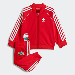 adidas阿迪达斯三叶草女婴童可爱卡通运动长袖套装IM2247 鲜红 98CM
