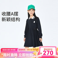 安奈儿童装女童长袖连衣裙2023秋 黑色 130cm