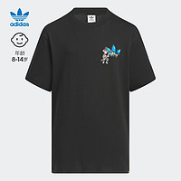 adidas阿迪达斯三叶草男大童运动短袖T恤上衣IX4363 黑色 128CM