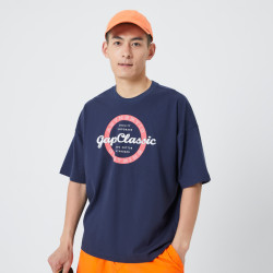 gap盖璞男女装夏季logo纯棉落肩短袖廓形亲肤t恤858370上衣装