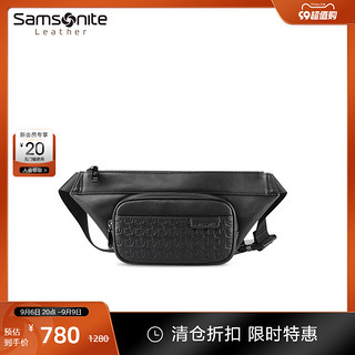 Samsonite 新秀丽 胸包男士牛皮革斜挎包百搭压花男款腰包单肩包男包包 NP1