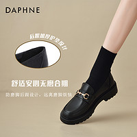 DAPHNE 达芙妮 乐福鞋英伦风小皮鞋女黑色鞋子女2023年一脚蹬通勤单鞋