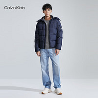 Calvin Klein  Jeans23早秋男士简约刺绣贴章可拆卸帽鸭绒羽绒服ZM02475 CHW-深海蓝 S