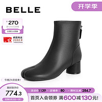 BeLLE 百丽 擦色分趾时装靴女2023冬季新商场同款短靴A3K1DDD3预售 黑色 35