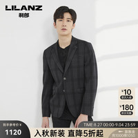 利郎休闲西服外套男修身格纹提花秋季时尚休闲单西 灰蓝(22QDX881SA) 165/80A