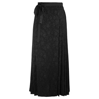 三彩2023秋季国风马面裙提花半身裙一片式新中式长裙小个子 黑色 150/60A/XS