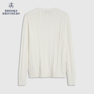 布克兄弟（BrooksBrothers）男士23秋新圆领麻花纹长袖纯色针织毛衣 1001-白色 XS