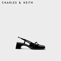 CHARLES&KEITH23秋季时尚T字浅口玛丽珍鞋单鞋凉鞋女CK1-61720160 Black Patent黑色 39