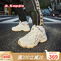 KAPPA卡帕复古跑步鞋2023夏季透气休闲老爹鞋百搭运动鞋 冬日白/棕色 35