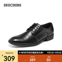 斯凯奇(Skechers)工作鞋商务休闲尖头正装皮鞋65537 黑色/BLK 44